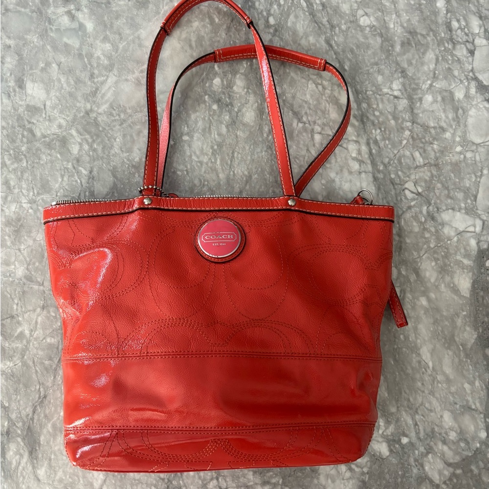 Coach Orange Leather Classic Tote